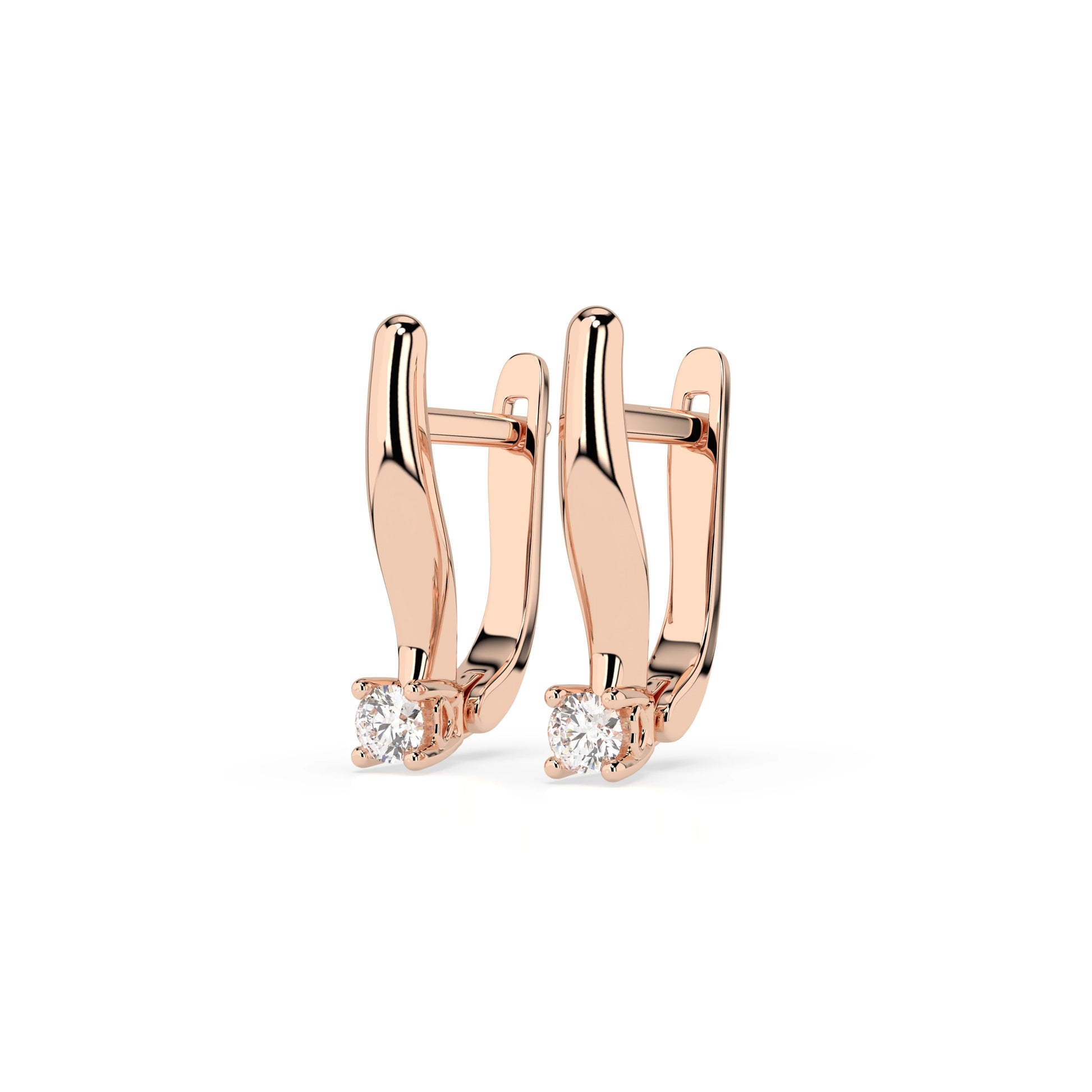Solitär-Ohrringe mit englischem Verschluss (Rund), 0.12 ct — 102-10035(2.5)