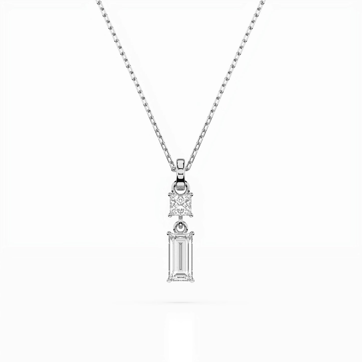 Solitär-Halskette (Baguette), 0.1 ct — 104-10071/1(0.30)BAQ