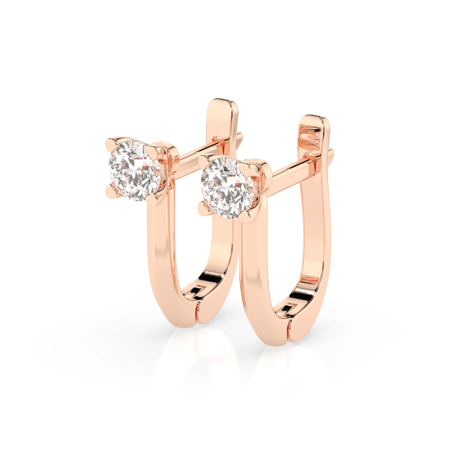 Solitär-Ohrringe mit englischem Verschluss (Rund), 0.6 ct — 102-10089(4.2)