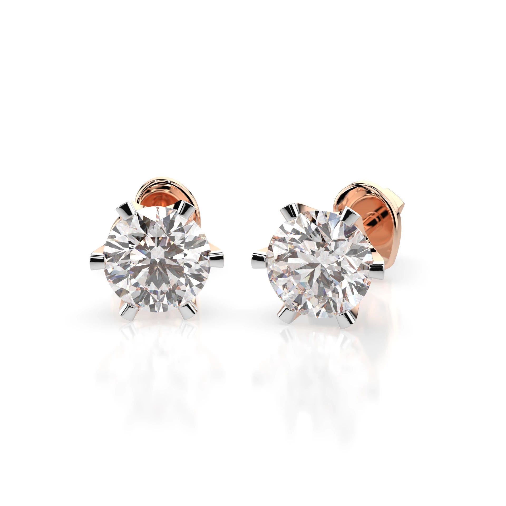 Solitär-Schmetterling-Ohrringe (Rund), 0.9 ct — 102-10040/1(4.8)