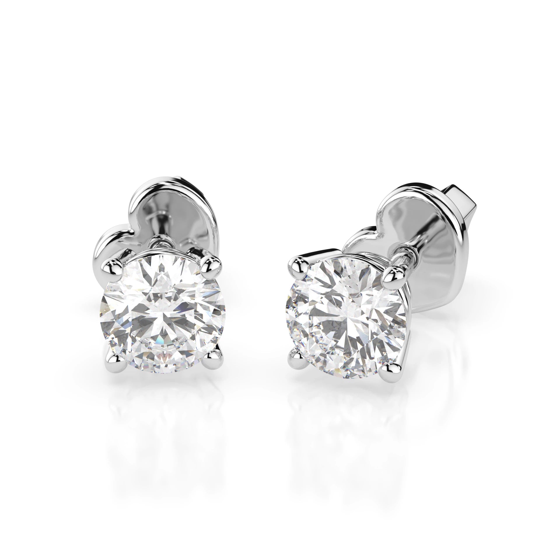 Solitär-Schmetterling-Ohrringe (Rund), 0.6 ct — 102-10012/1(4.2)